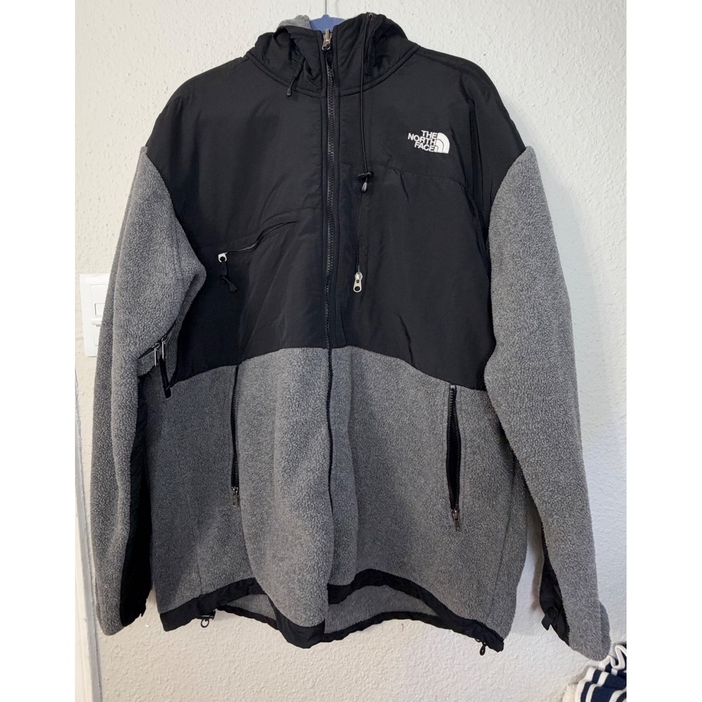 The North Face Denali 2 Fleece Hoodie Jacket Grey Black Mens XXL